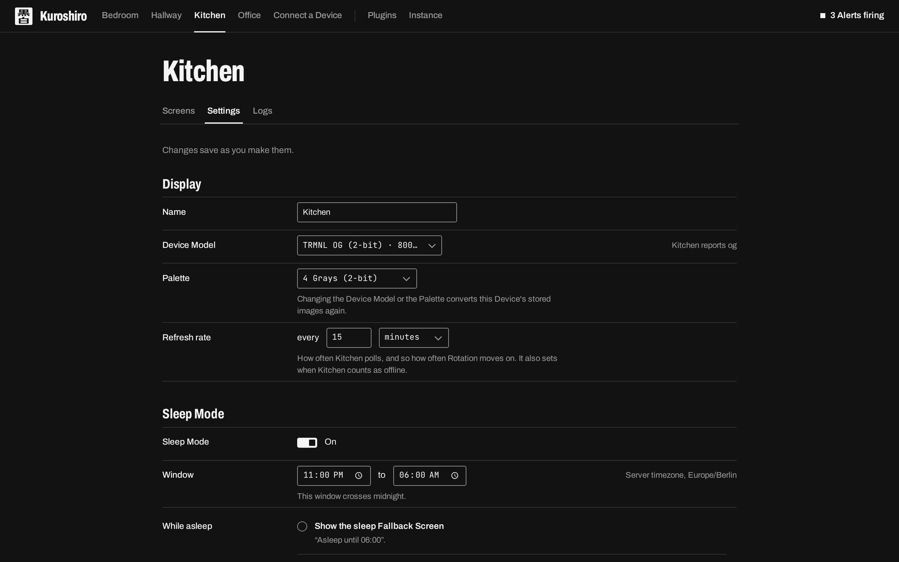 A Device's Settings