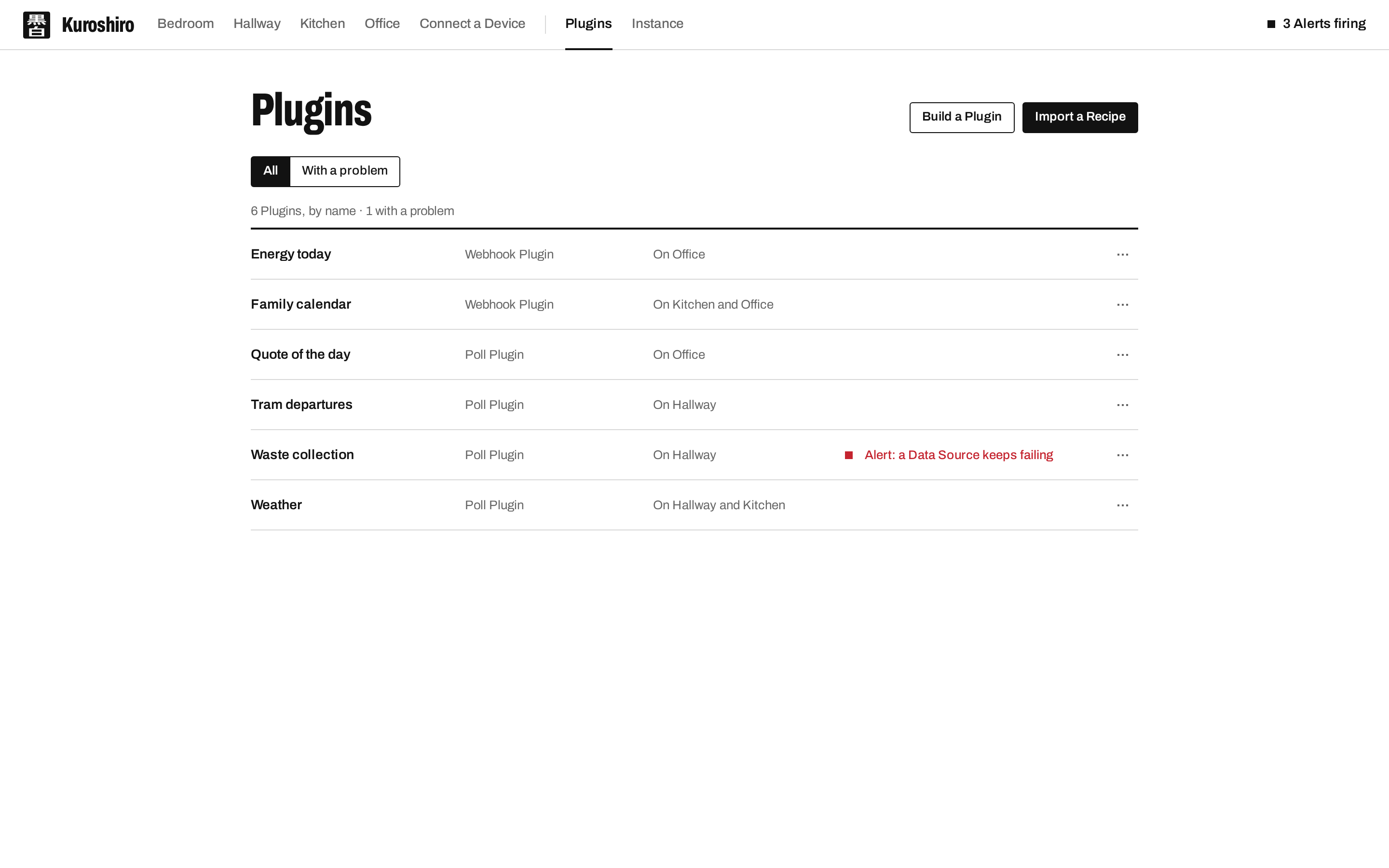 The Plugins list
